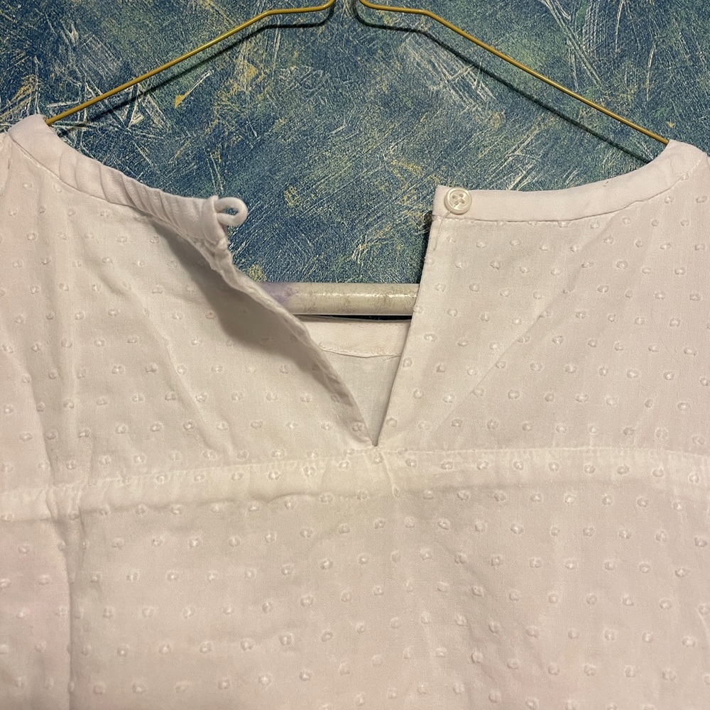 Cotton White Polka Dot Top S - Picture 6 of 8